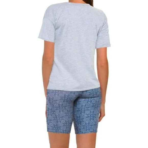 Lucky Brand Women's 2-Piece  Logo Graphic Print T-Shirt and Bandana Print Bike Shorts Set