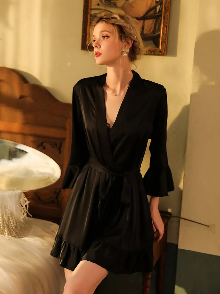 Luxurious Satin Sexy Sleepwear Robe