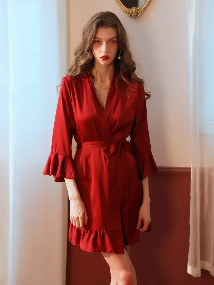 Luxurious Satin Sexy Sleepwear Robe