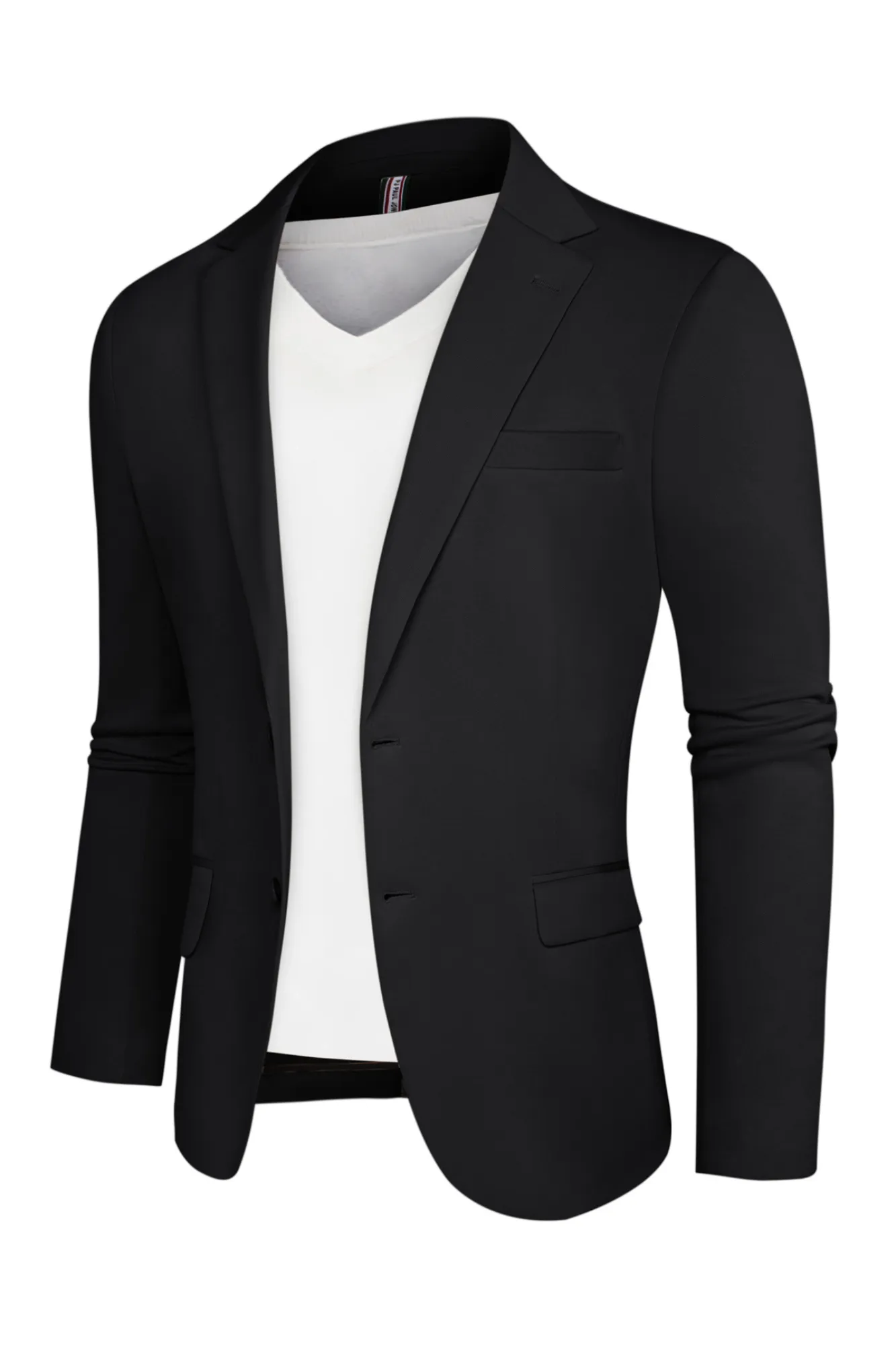 Men Back Slit Blazer Coat Casual Long Sleeve Notch Lapel Two-Button Suit Coat