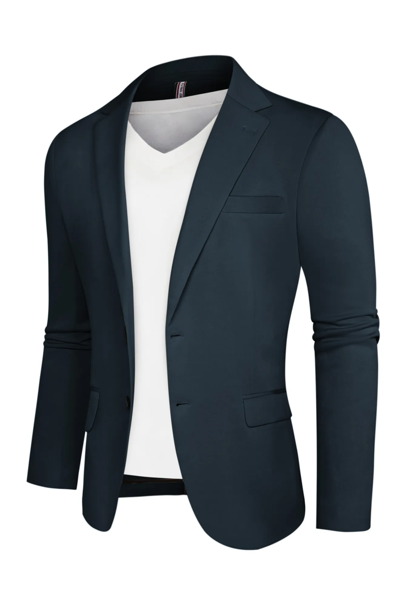 Men Back Slit Blazer Coat Casual Long Sleeve Notch Lapel Two-Button Suit Coat