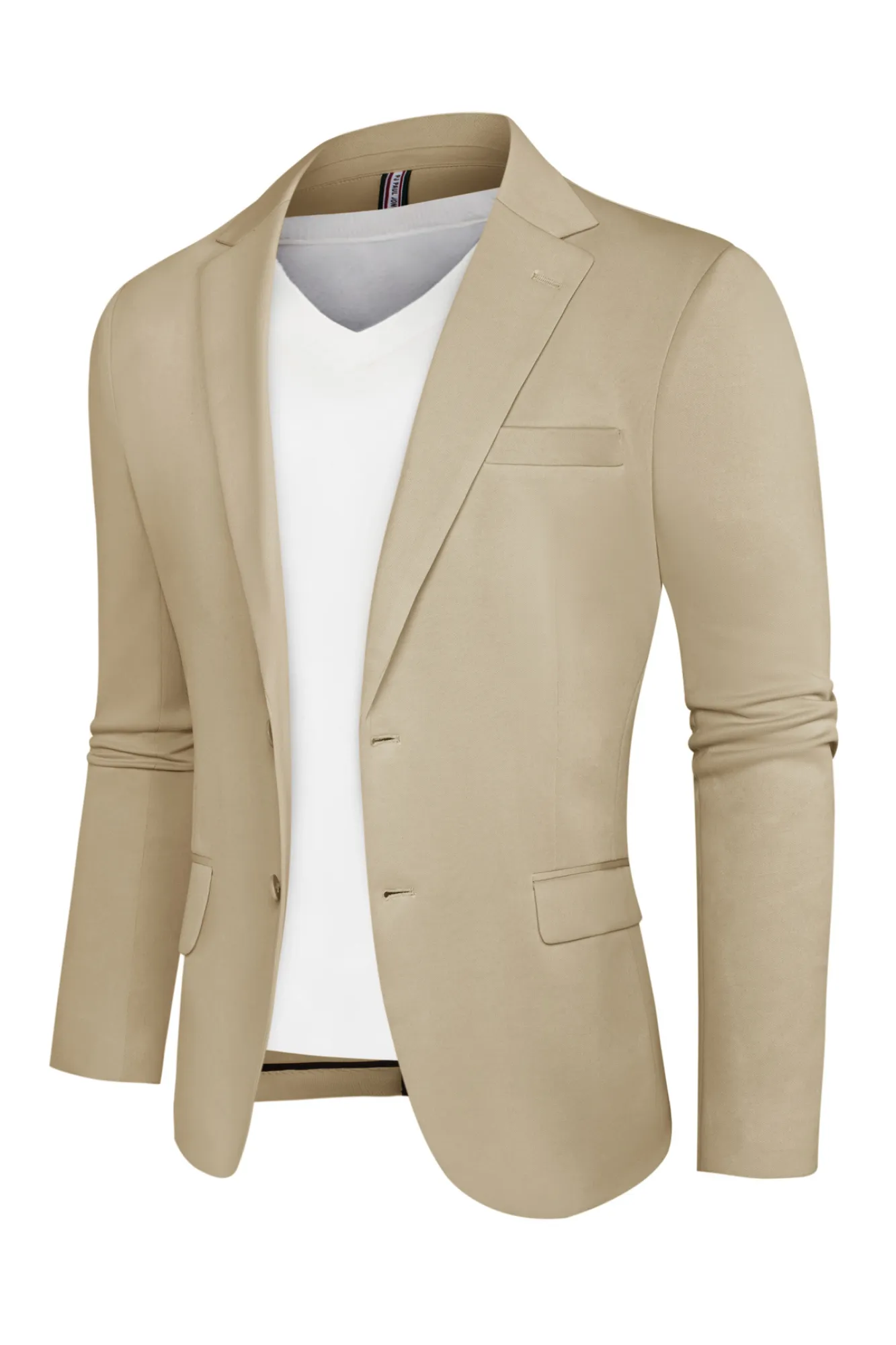 Men Back Slit Blazer Coat Casual Long Sleeve Notch Lapel Two-Button Suit Coat