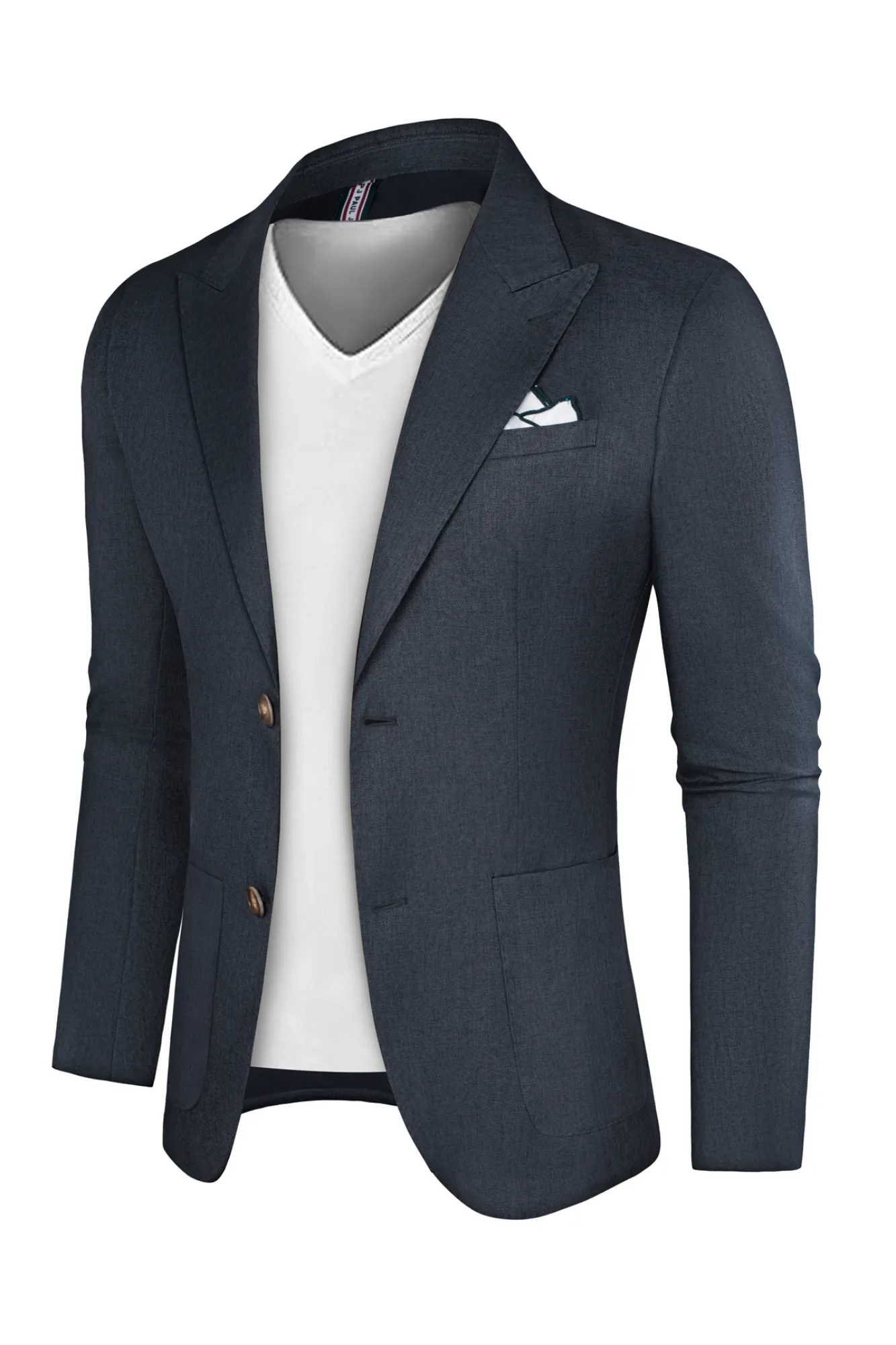 Men Back Slit Blazer Coat Casual Peak Lapel Two-Button Suit Coat