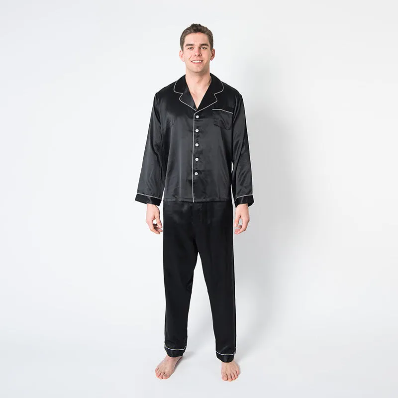 Men's Black Mulberry Silk Pajama Set