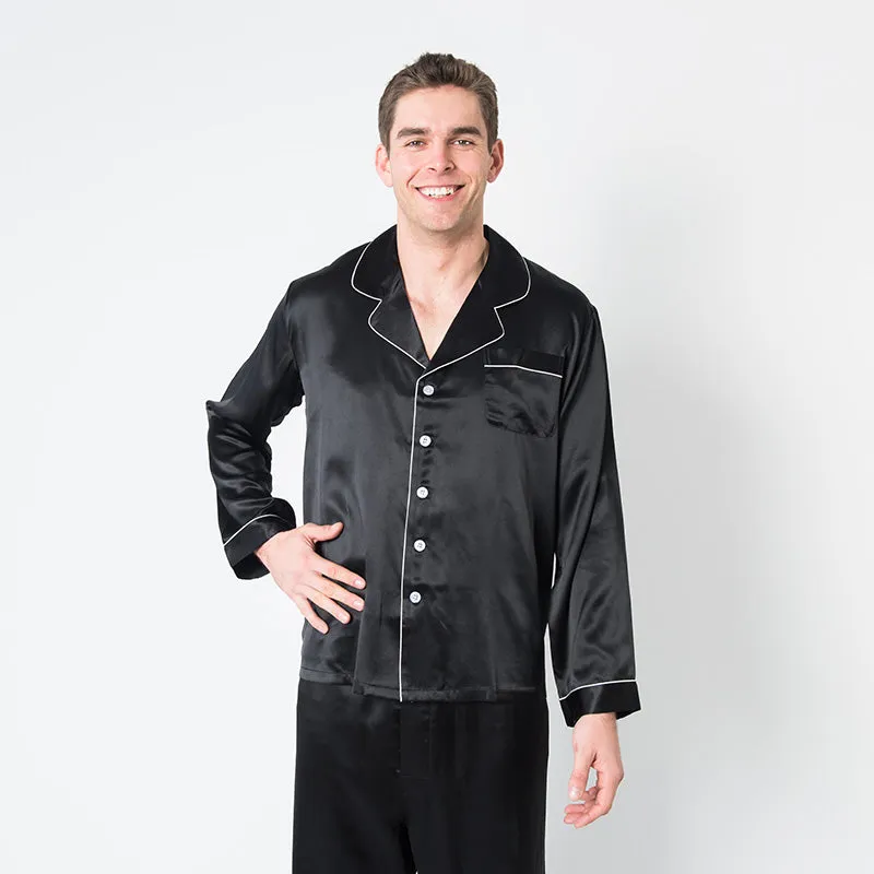 Men's Black Mulberry Silk Pajama Set