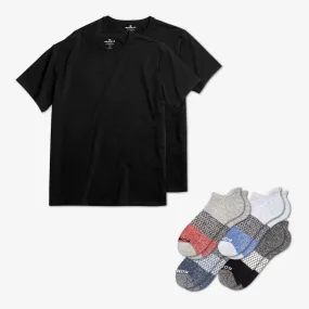 Men's Crew Neck T-Shirt & Ankle Sock 6-Pack