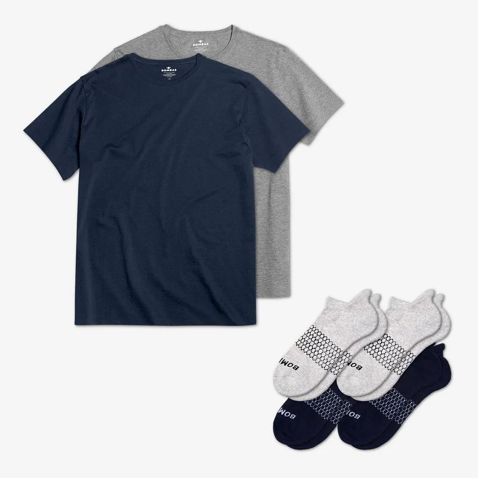 Men's Crew Neck T-Shirt & Ankle Sock 6-Pack