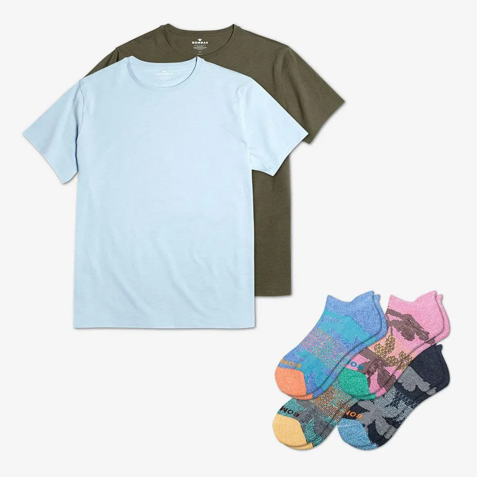 Men's Crew Neck T-Shirt & Ankle Sock 6-Pack