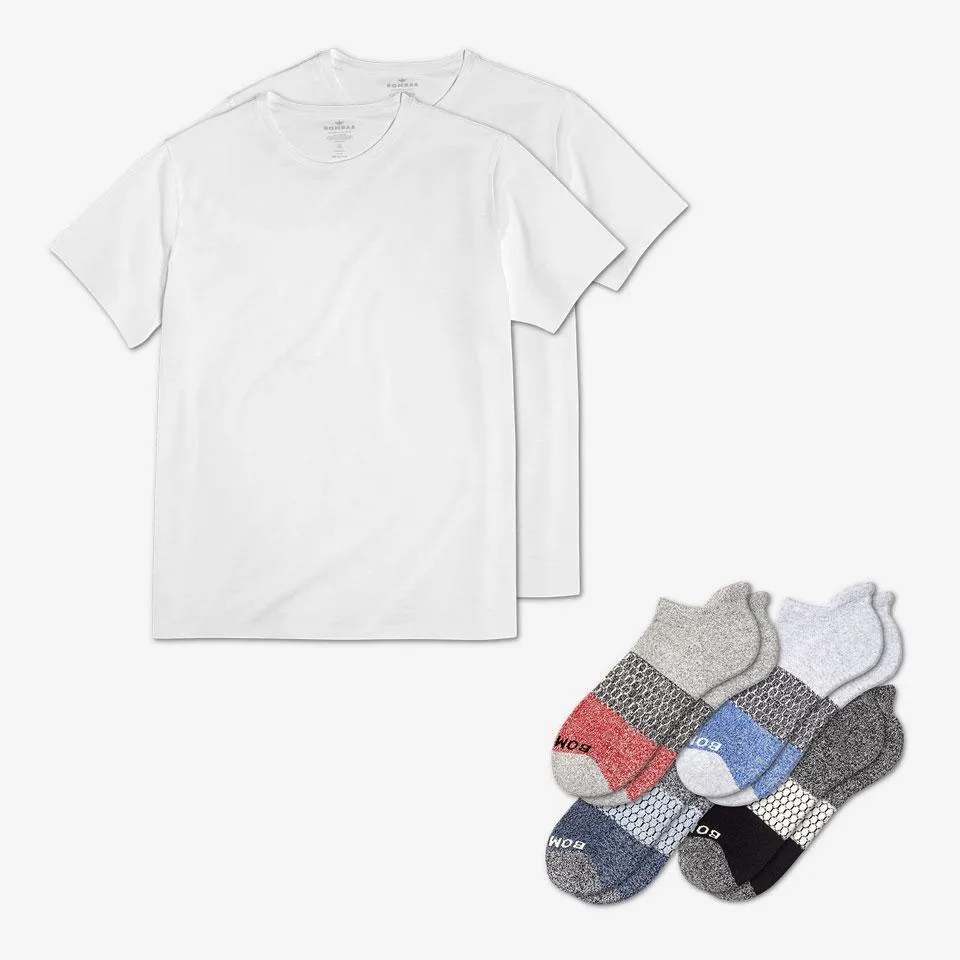 Men's Crew Neck T-Shirt & Ankle Sock 6-Pack