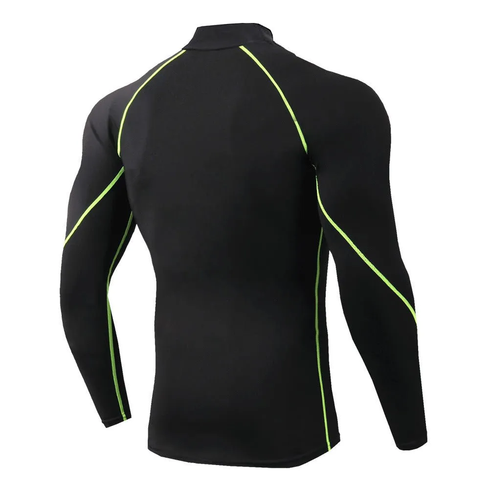 Men's High Collar Fitness Long Sleeve Pro Sports Autumn and Winter Running Shirt