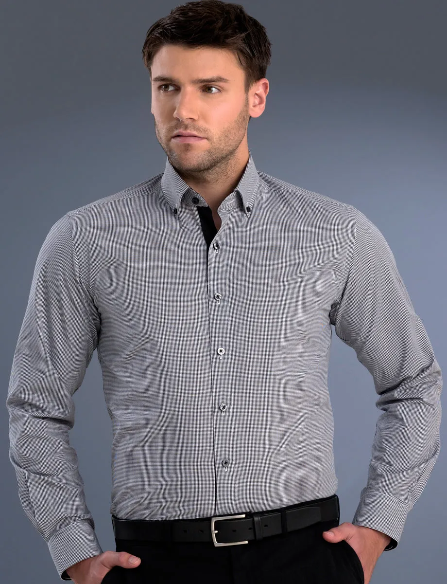 Mens Small Check Business Shirt