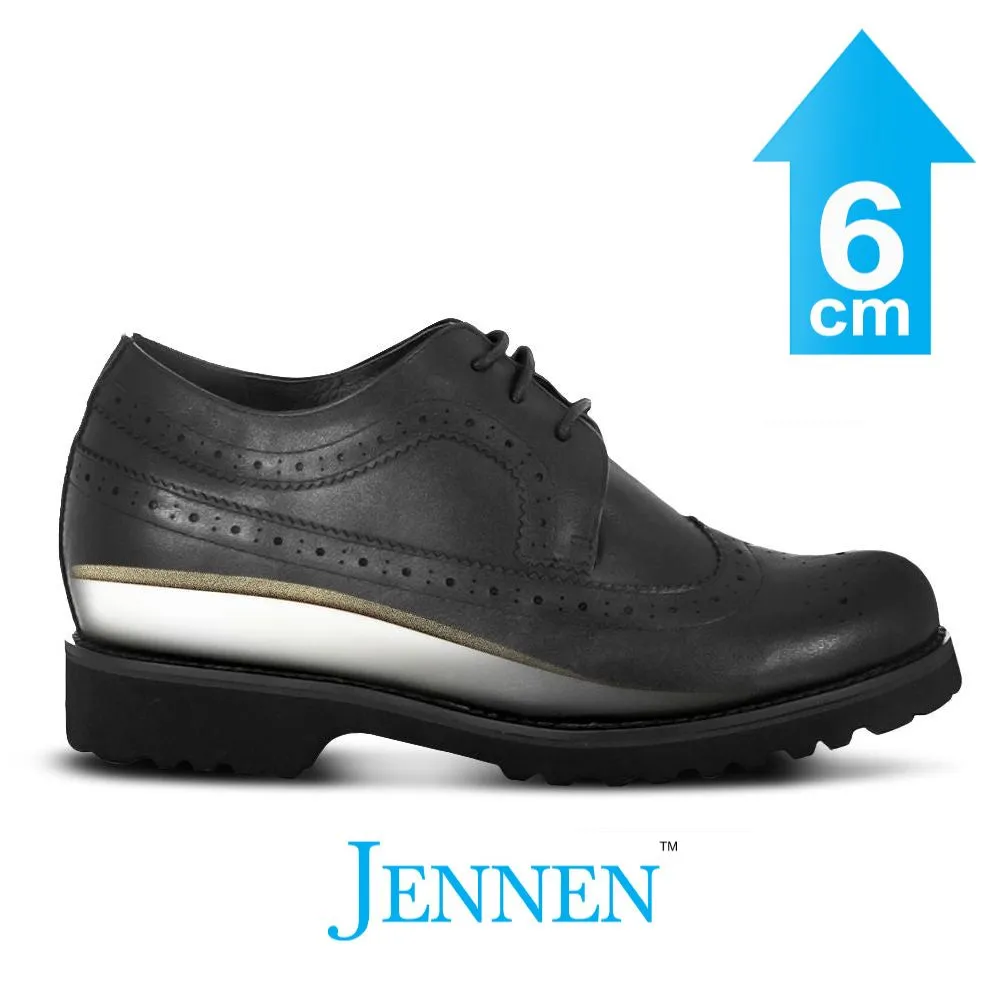 Ms. Jentah 6cm | 2.4 inches Taller Womens Black Brogue Shoes