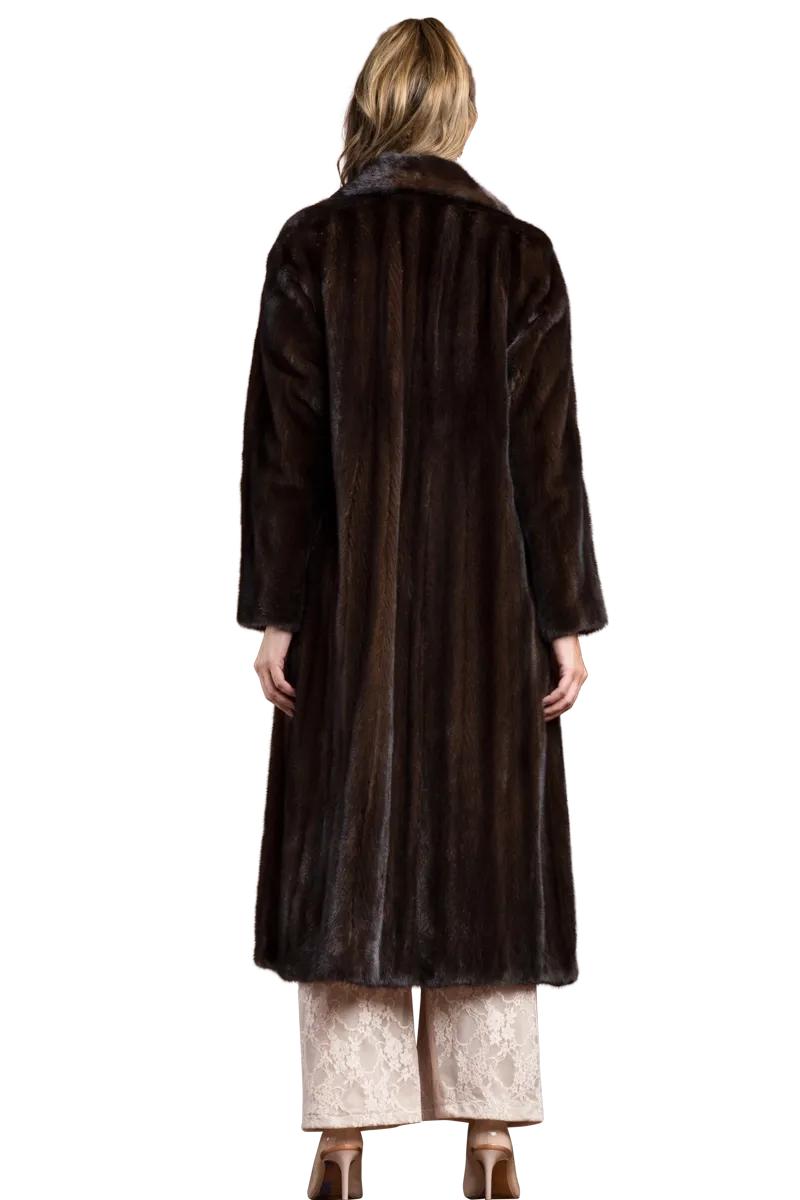 Natural Mink Fur Coat - Wing Collar - Straight Sleeve