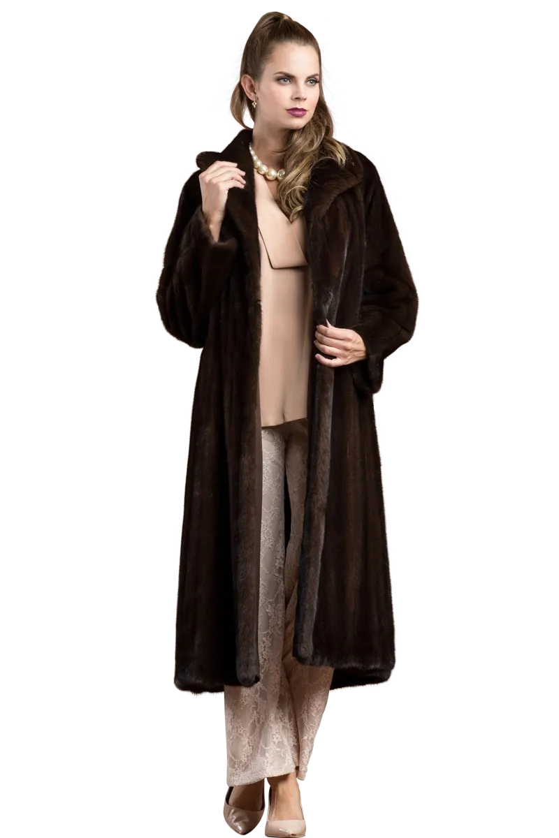 Natural Mink Fur Coat - Wing Collar - Straight Sleeve