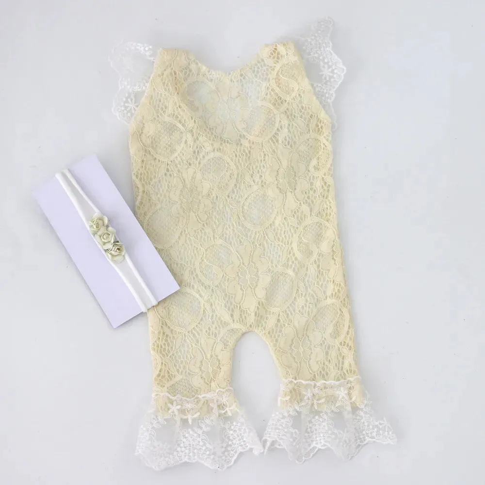 Newborn Photography Prop Lace Romper Set, Reborn Lace Romper For Photo Prop Outfit