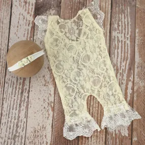 Newborn Photography Prop Lace Romper Set, Reborn Lace Romper For Photo Prop Outfit