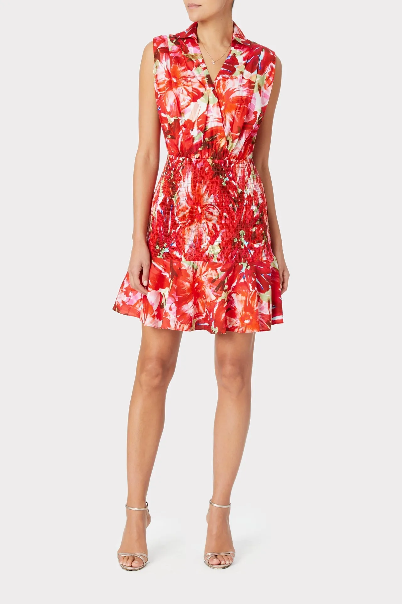 Nora Brushstroke Floral Poplin Dress