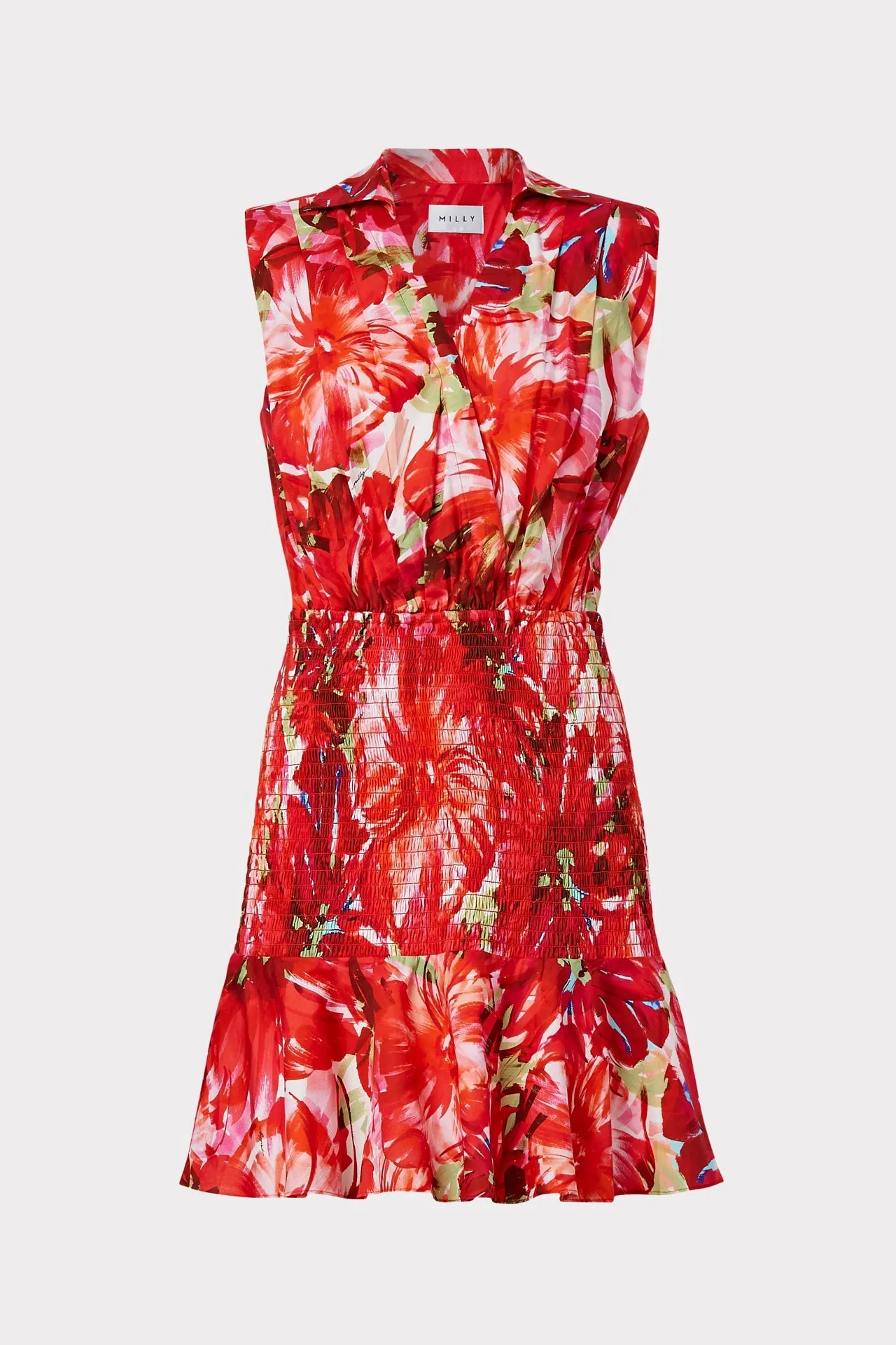 Nora Brushstroke Floral Poplin Dress