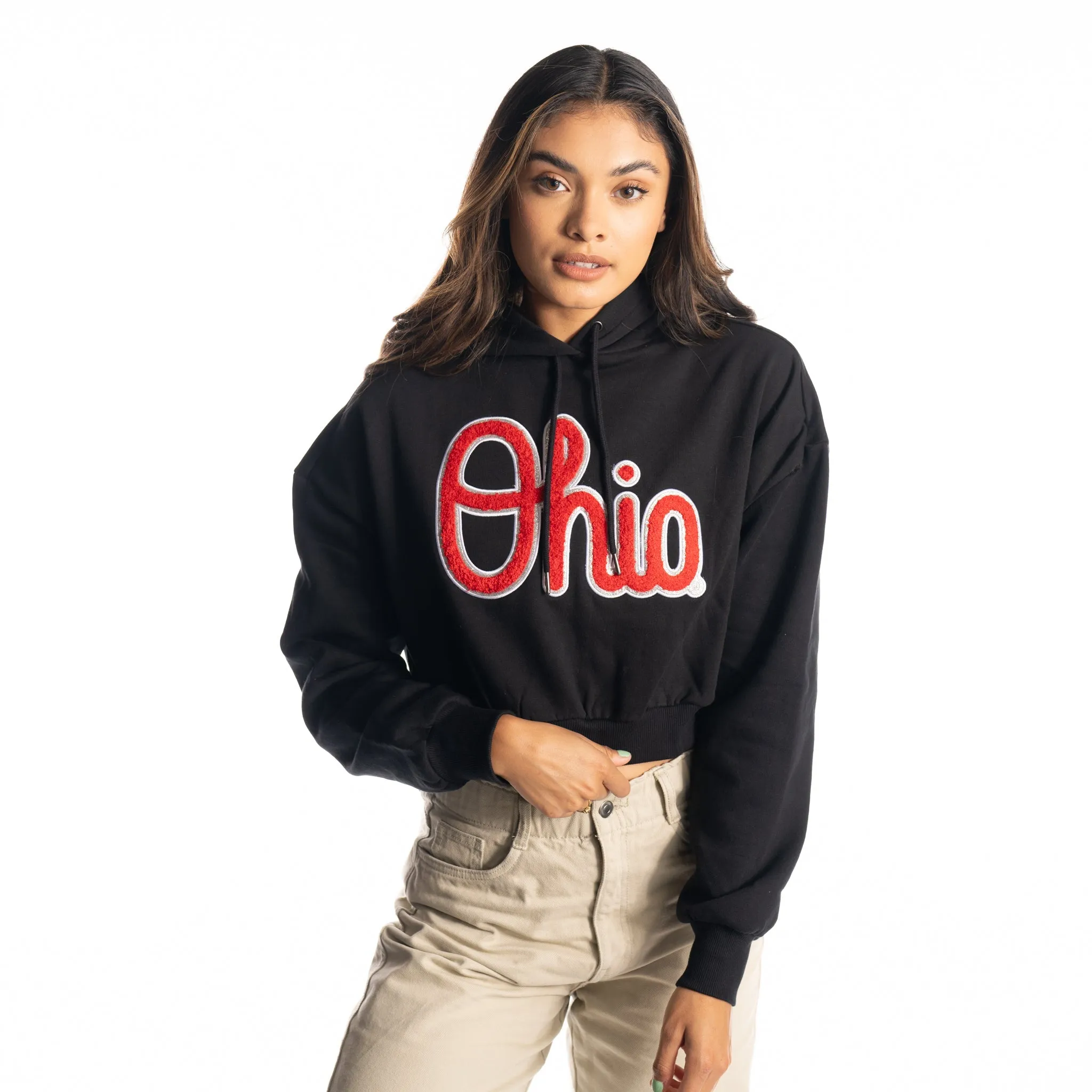 Ohio State Buckeyes Chenille Crop Hoodie