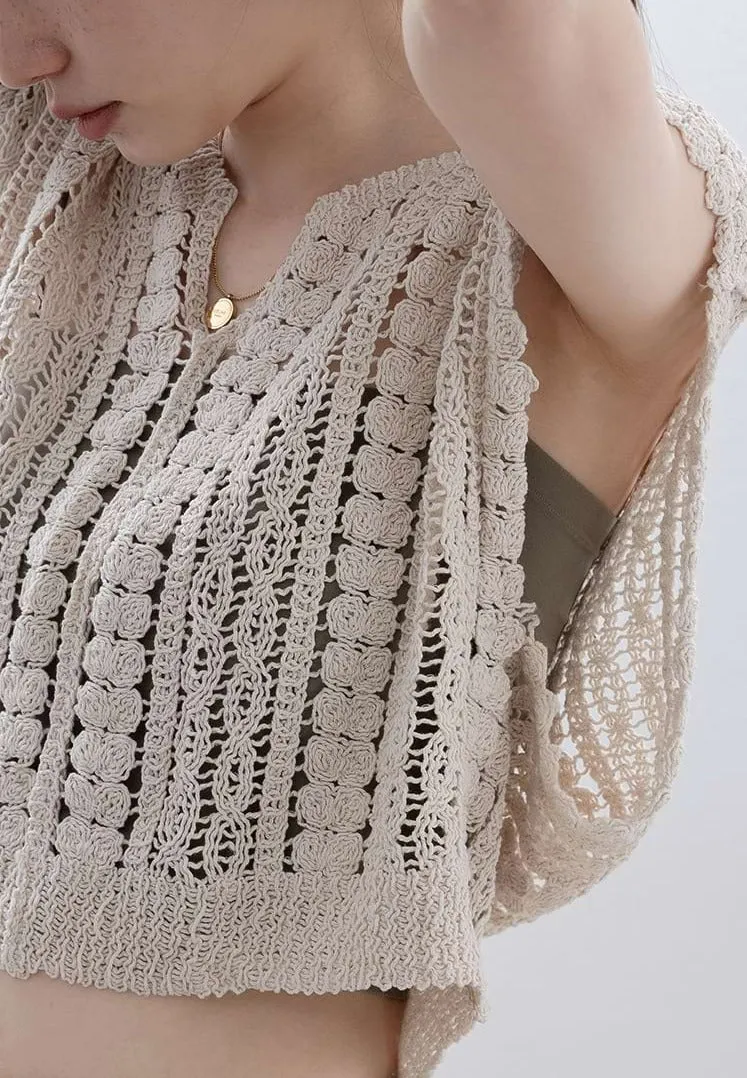 Open Knit Crochet Vest