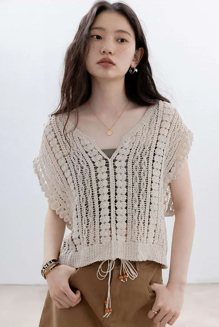 Open Knit Crochet Vest