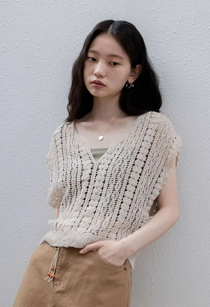 Open Knit Crochet Vest