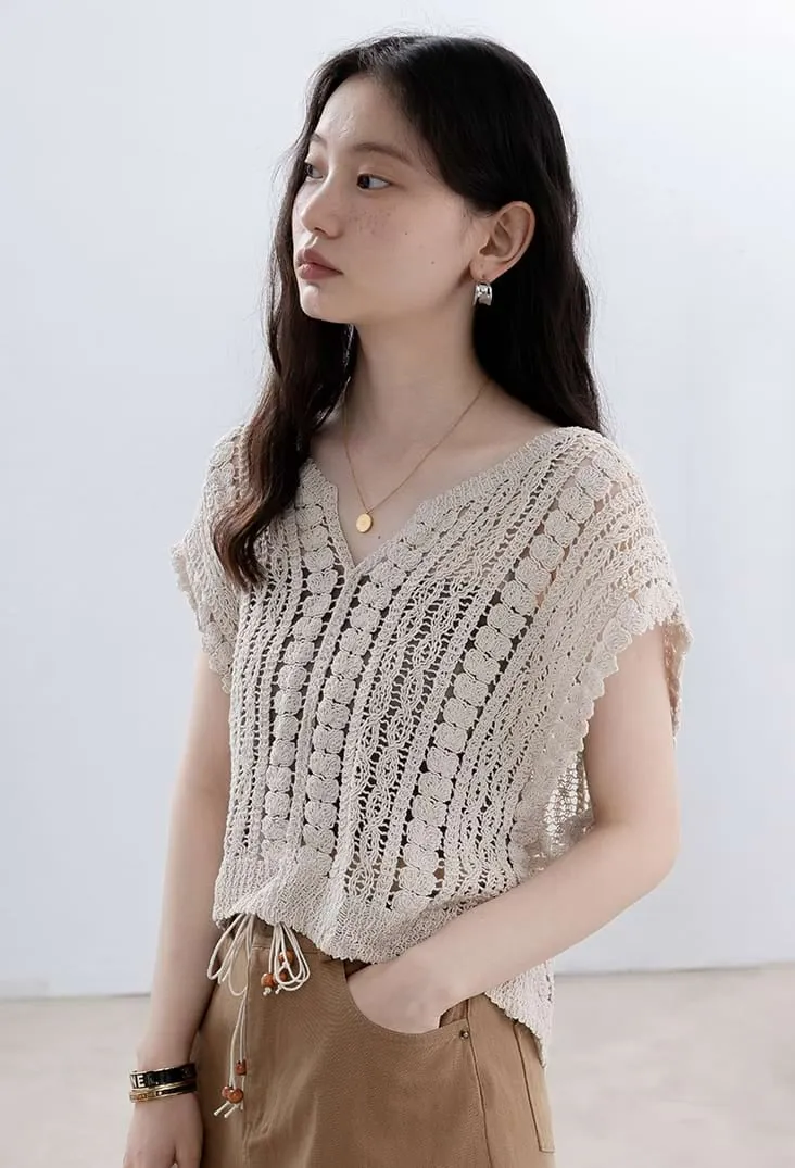 Open Knit Crochet Vest