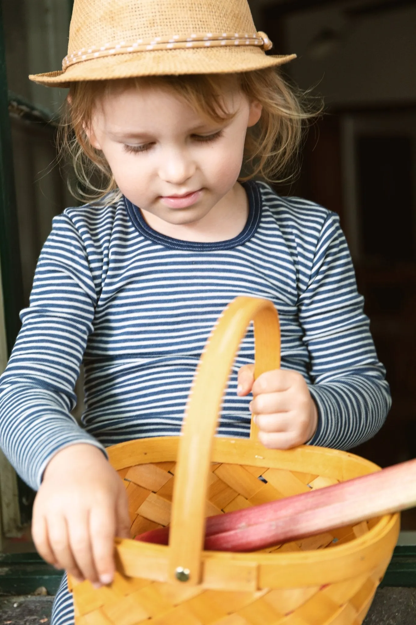 organic merino wool and silk kids shirt - navy/natural stripe