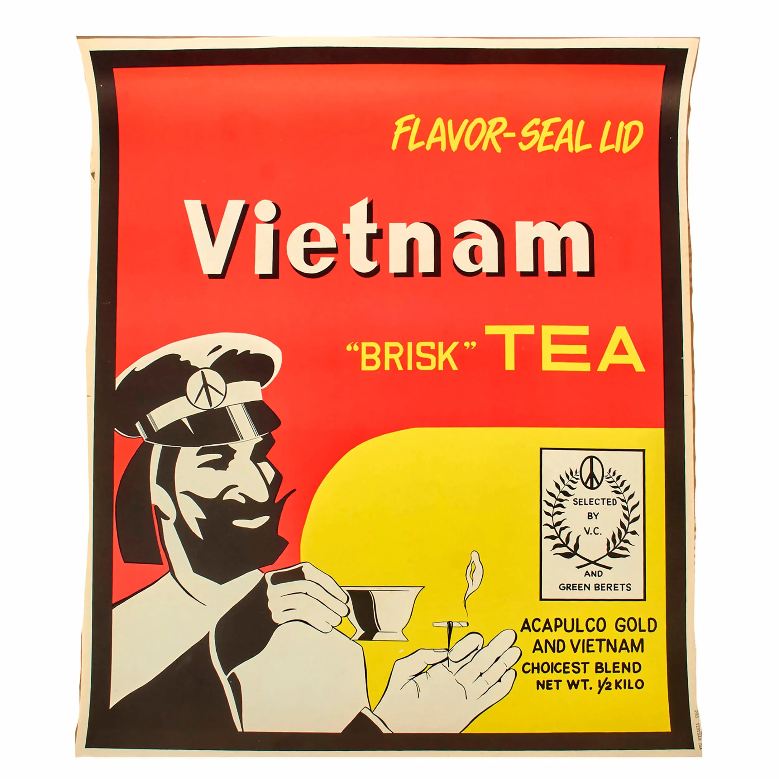 Original U.S. Vietnam War Era “Brisk” Tea Zig Zag Man Counterculture Blacklight Poster by Jim Fox and Dick Dagres Distribution - 22 ½” x 27”