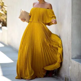 Pleated Long Flowy Dress