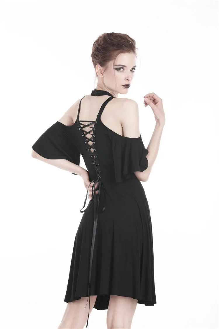 Punk off shoulder sexy dress with back lace up DW304