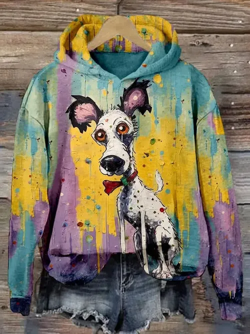 Puppy Graphic Sweatshirt Hoodies For Women