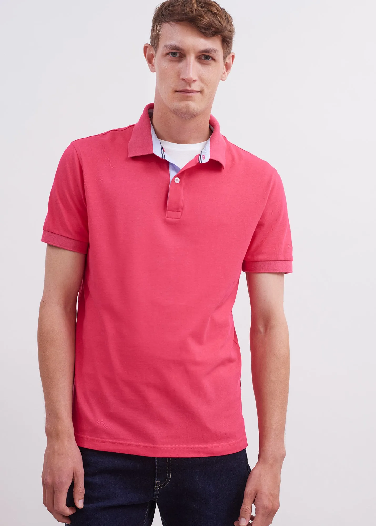 Rayan polo shirt in cotton stretch - pique knit, embroidered (DRAGON)