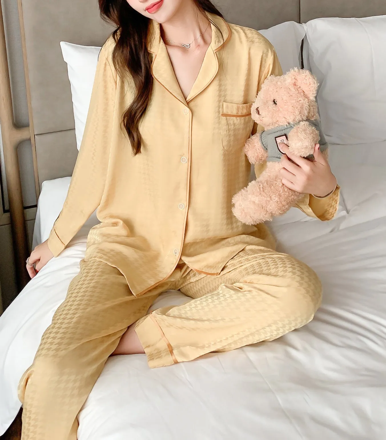 RH Pajamas Set Long Sleeve Womens Button Down Sleepwear Soft Pj Set S-L RHW4033