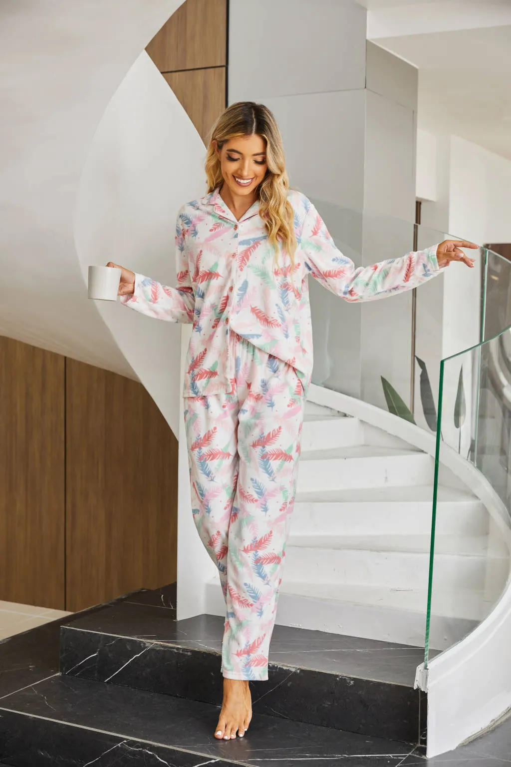 RH Pajamas Women Printed Sleepwear Button Down Lounge Soft Summer Pjs Long Set S-XXL RHW4042