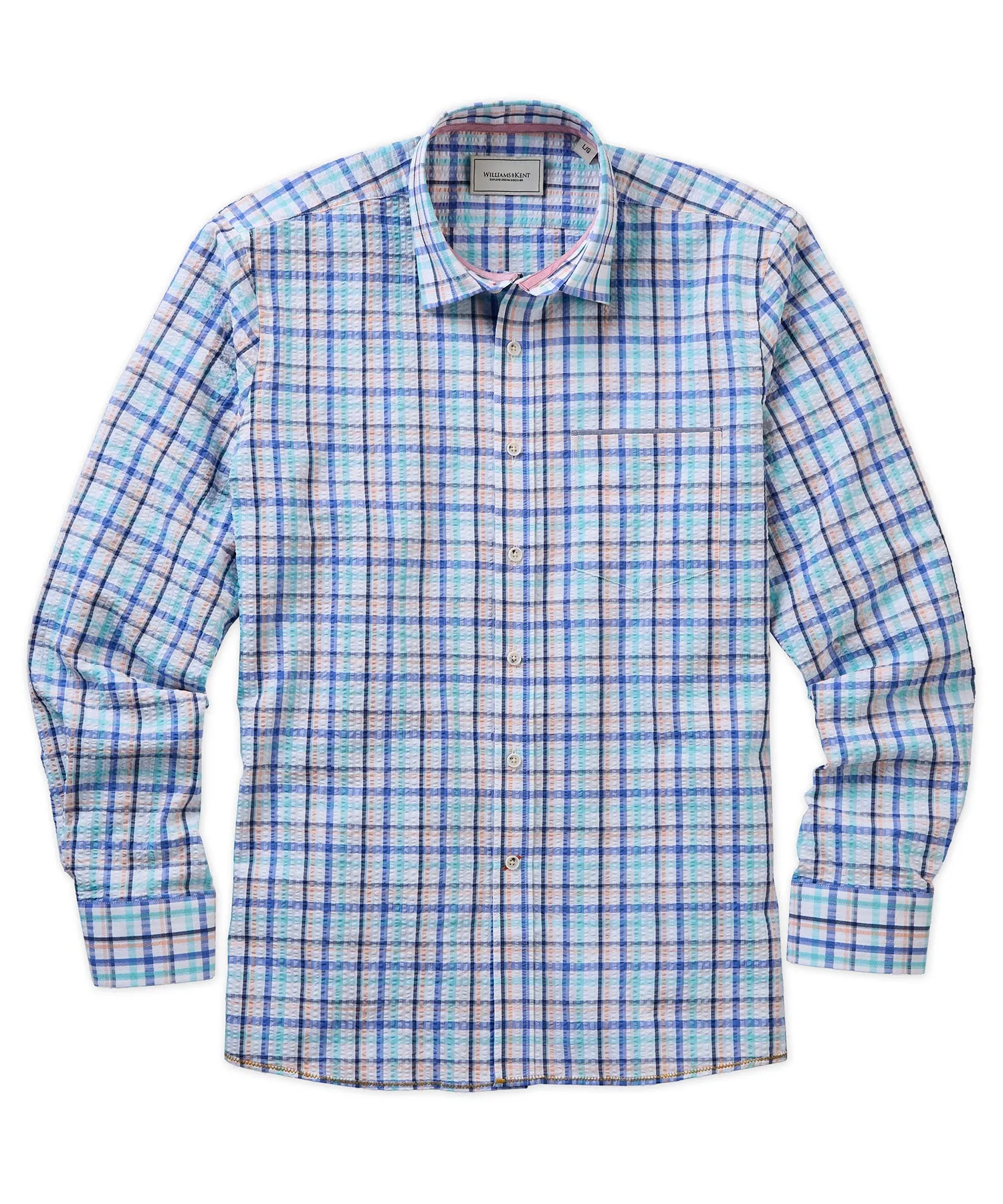 Seersucker Plaid Long-Sleeve Sport Shirt