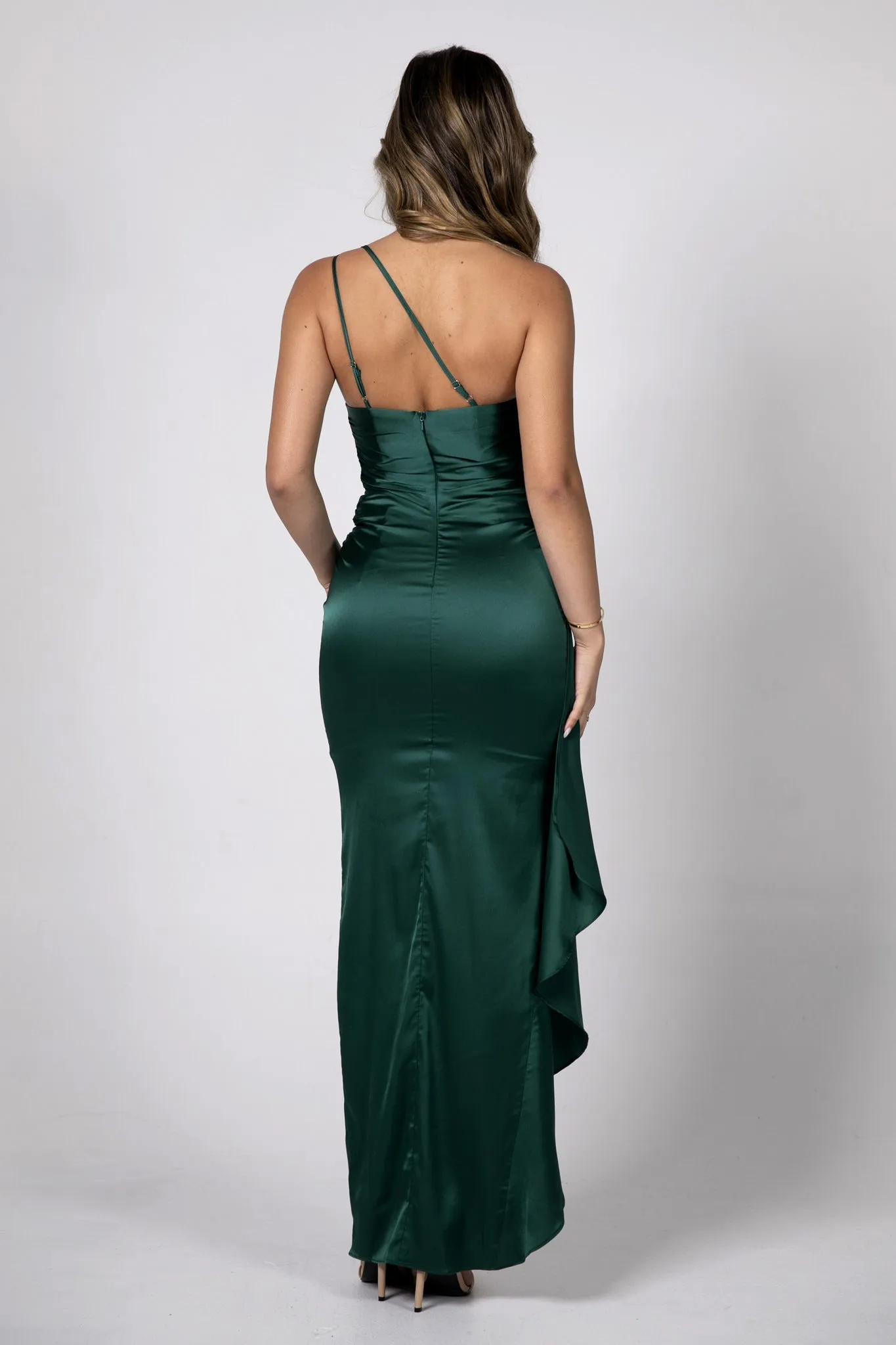 Shay One Shoulder Maxi Dress - Emerald