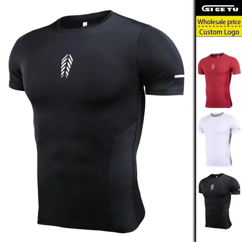 Short Sleeve Sports Tops Seamless Dry Fit Sports Mens Compression Gym Wear Men Gym Tights Gym Fitness Wear