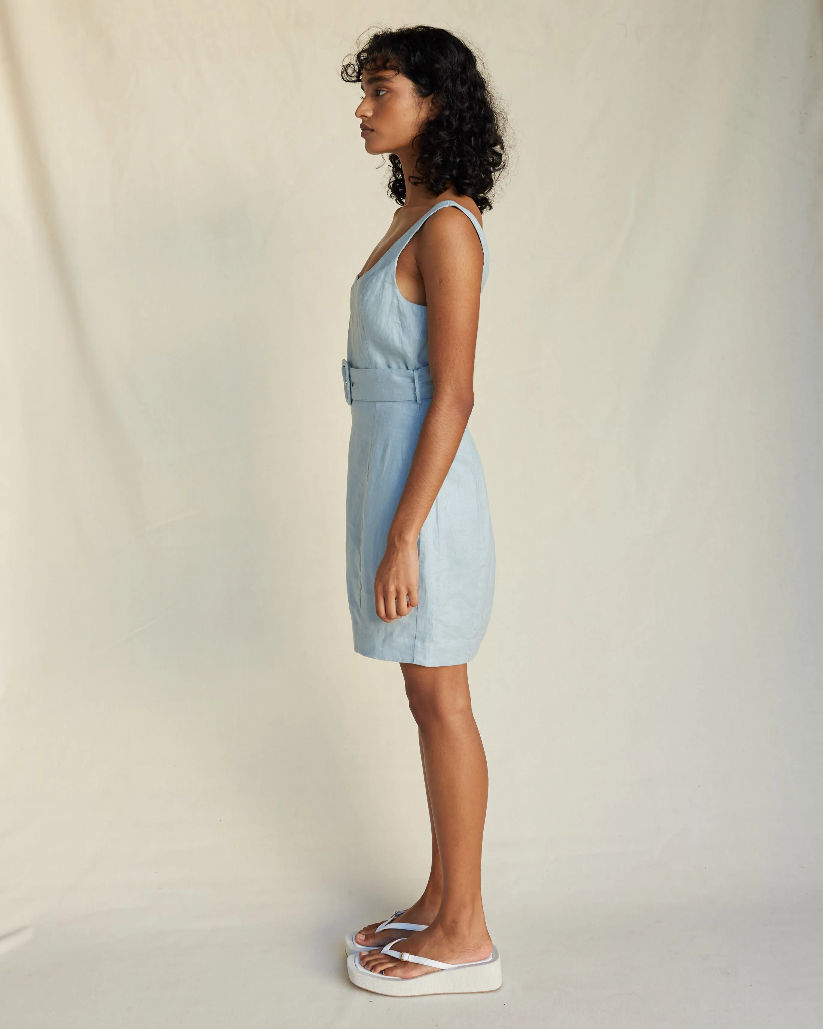 Silas Linen Mini Dress - Periwinkle