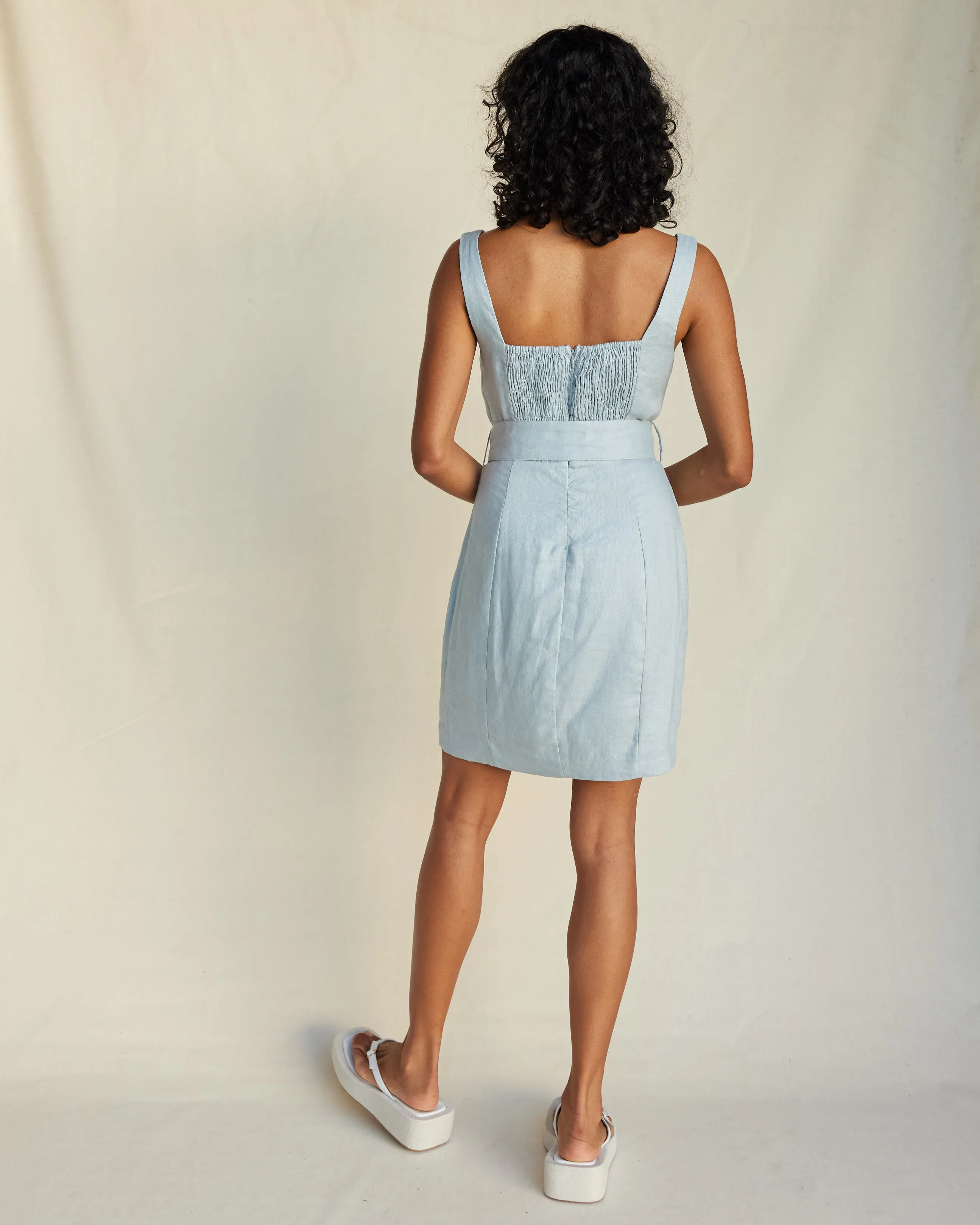 Silas Linen Mini Dress - Periwinkle