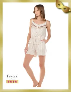 Sleeveless Short Striped Pajamas 4818