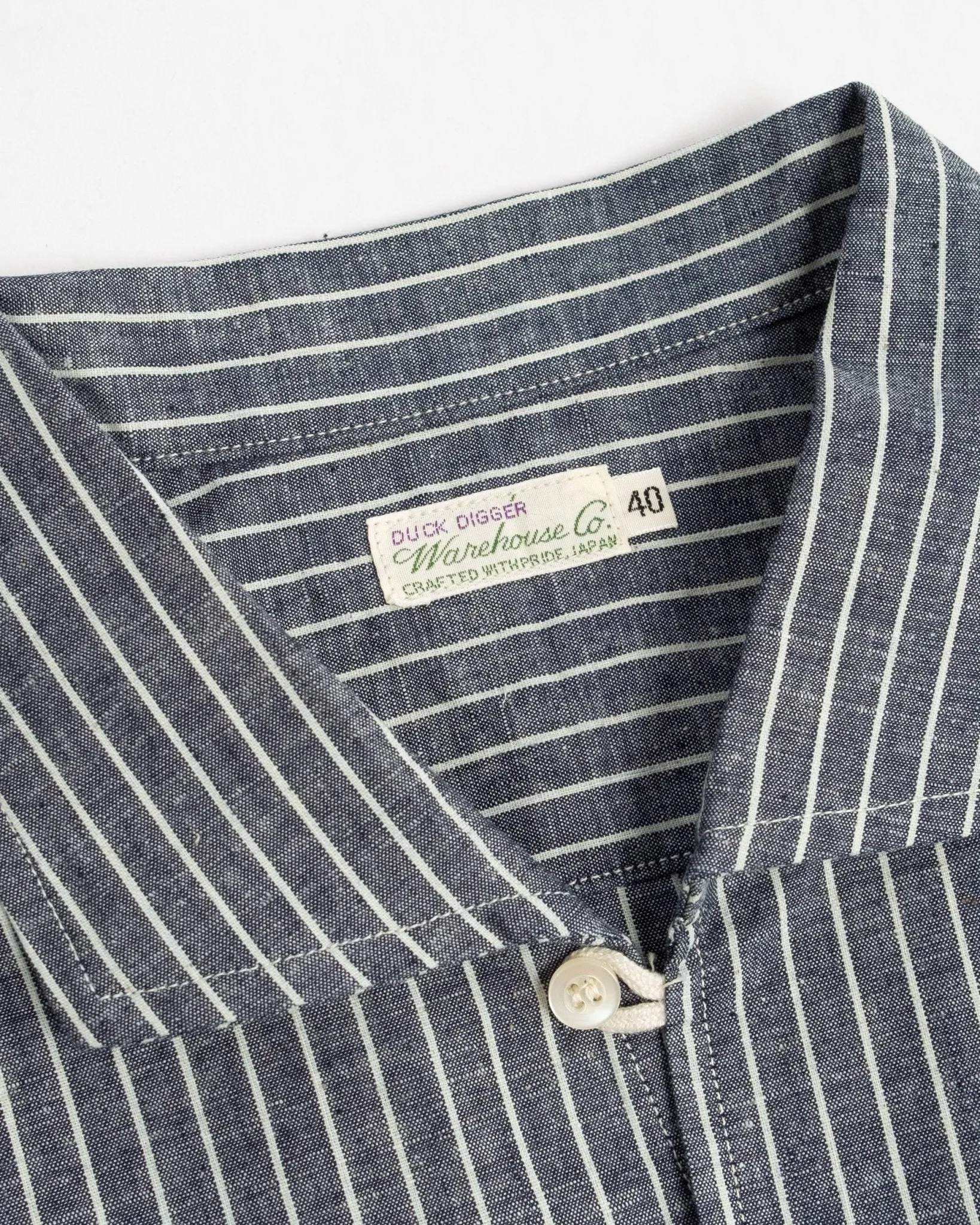 S/S Open Collar Shirt Indigo Stripe