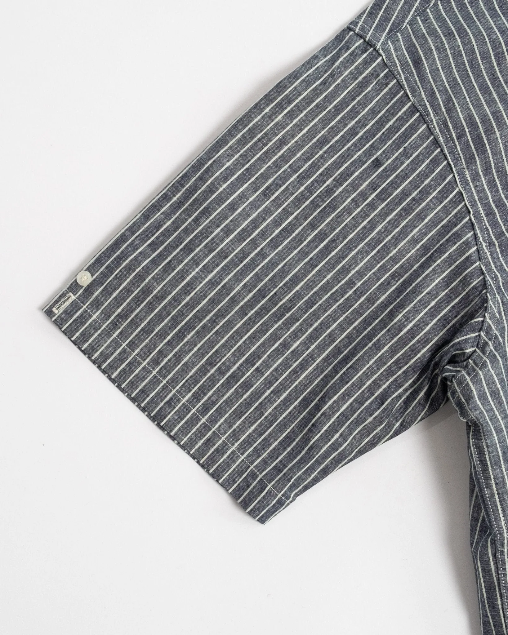 S/S Open Collar Shirt Indigo Stripe