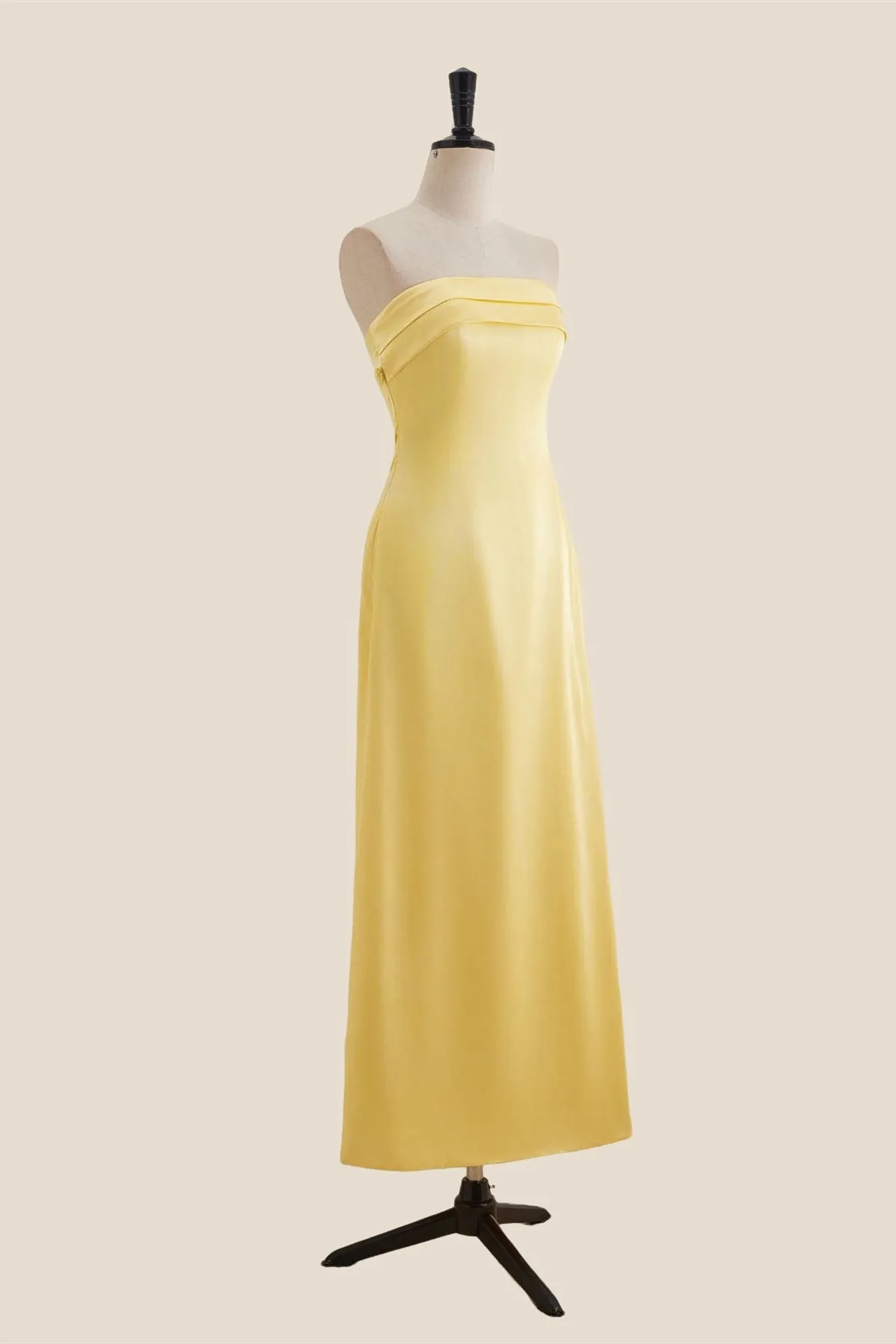 Strapless Yellow A-line Long Party Dress