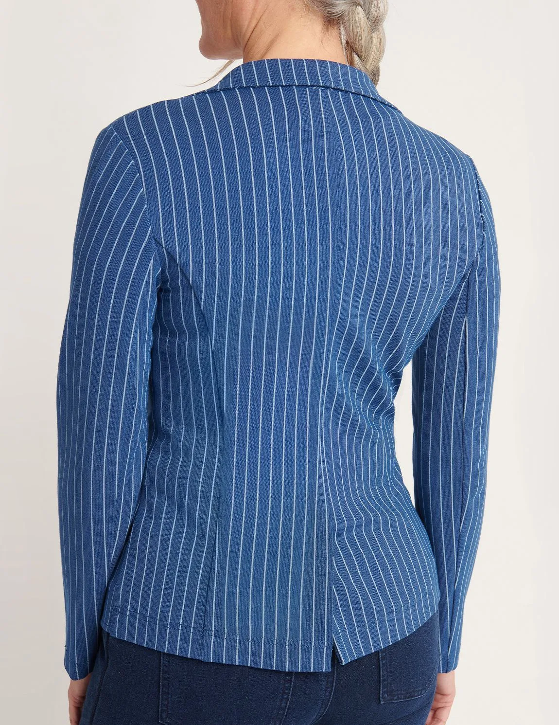 Transcendent Blazer (Aegean Pinstripe)