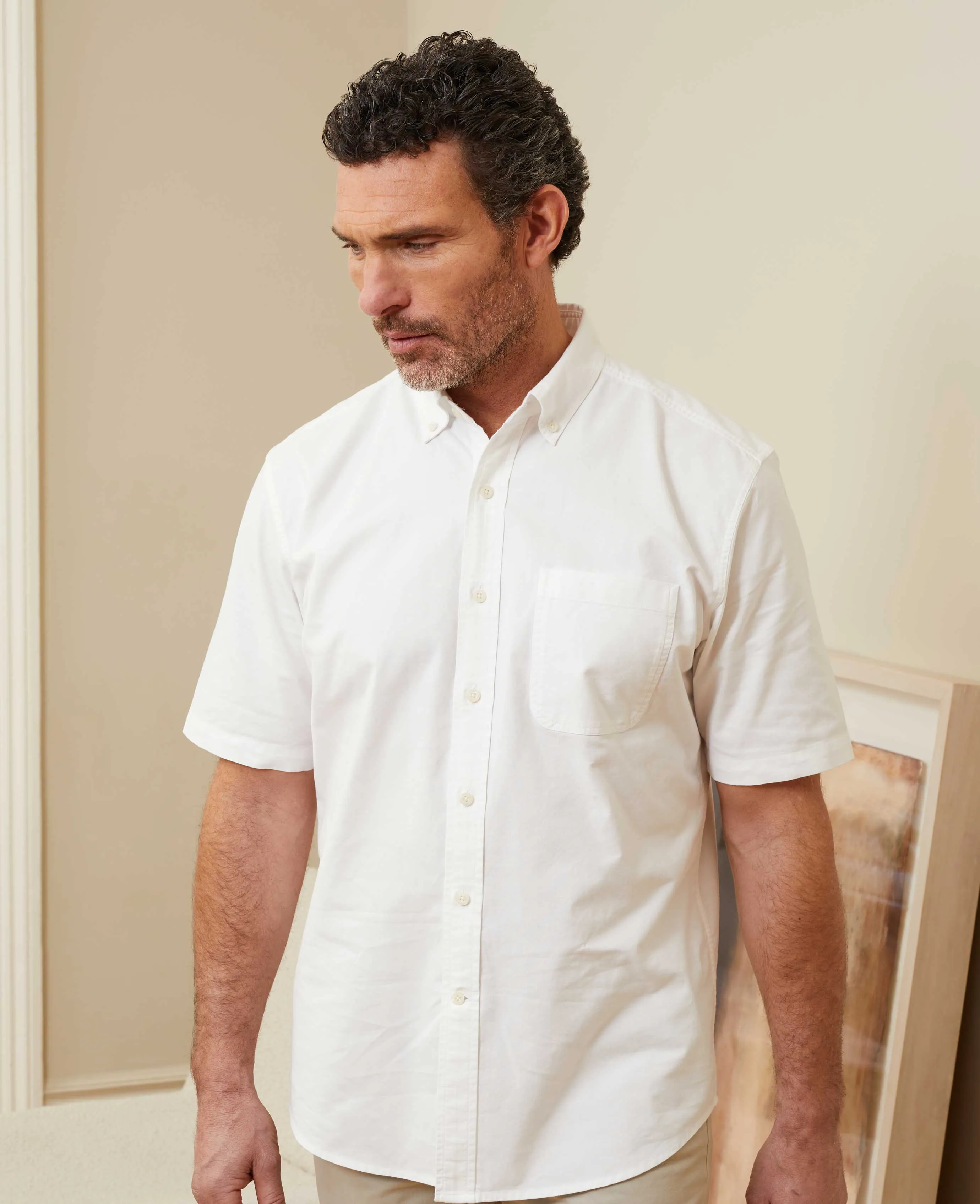 White Classic Fit Short Sleeve Oxford Shirt