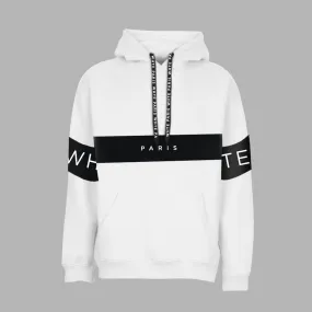 Whte Bold Stripe Hoodie