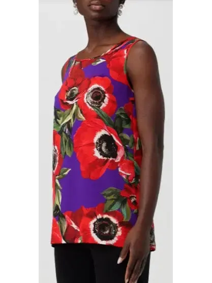 Women’s Anemone Print Charmeuse Tank Top