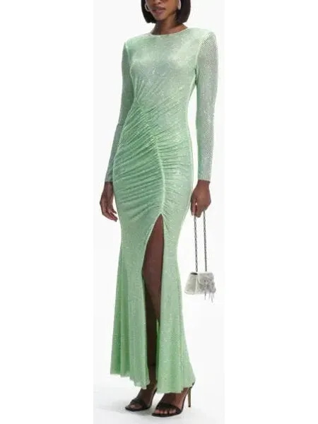 Women’s Crystal-Embellished Green Maxi Dress