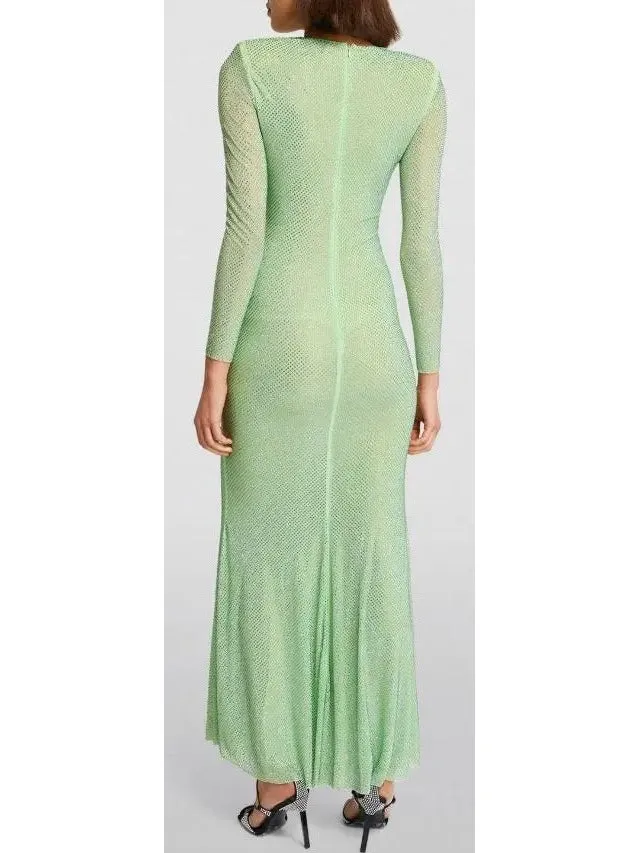 Women’s Crystal-Embellished Green Maxi Dress